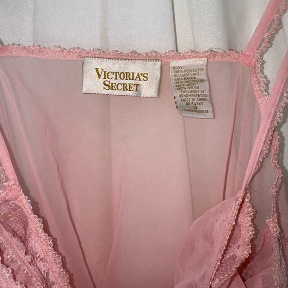 Vintage Y2K Victoria Secret Gold Label Pink Lace Sheer Top - Picture 3 of 4